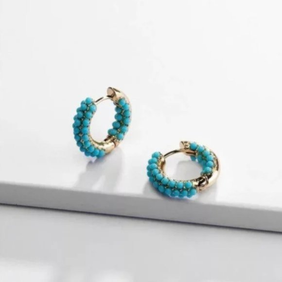 Golden hoops with blue enamel - Picture 7 of 7